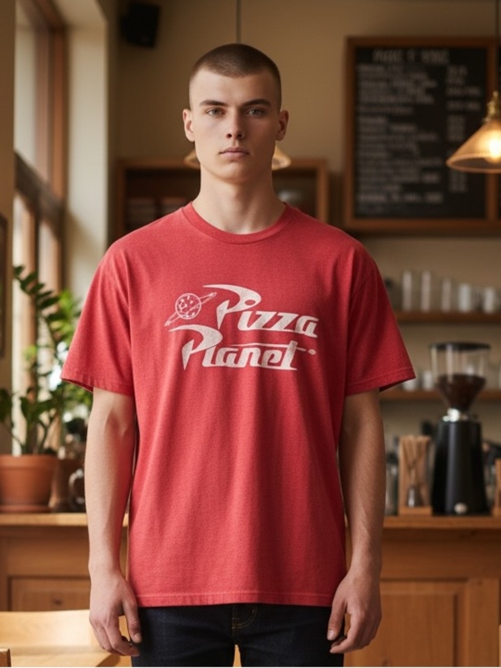 Disney Red Pizza‎ Planet Men's large Short Sleeve Tee